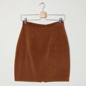 Vtg 80s Brown Velvet Mini Skirt S